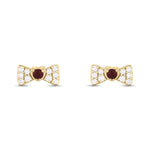 Load image into Gallery viewer, ER421151. 14K Solid Gold Diamond and Gemstone Coquette Bow Studs