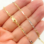 Load image into Gallery viewer, 14k Solid Gold Tri-Color Bar Chain