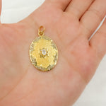 Load image into Gallery viewer, DP253. Diamond & Sterling Silver Oval Pendant with Gemstone