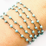 Load image into Gallery viewer, Turquoise Black Rhodium Wire Chains