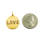 Load image into Gallery viewer, 14K Solid Gold Diamond Circle LOVE Charm. GDP84