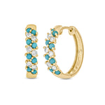 Load image into Gallery viewer, EHF56872TQ. 14K Solid Gold Diamond and Turquoise Hoops