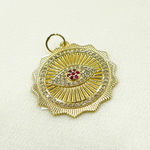 Load image into Gallery viewer, 14K Solid Gold Diamond & Ruby Evil Eye Charm. GDP330