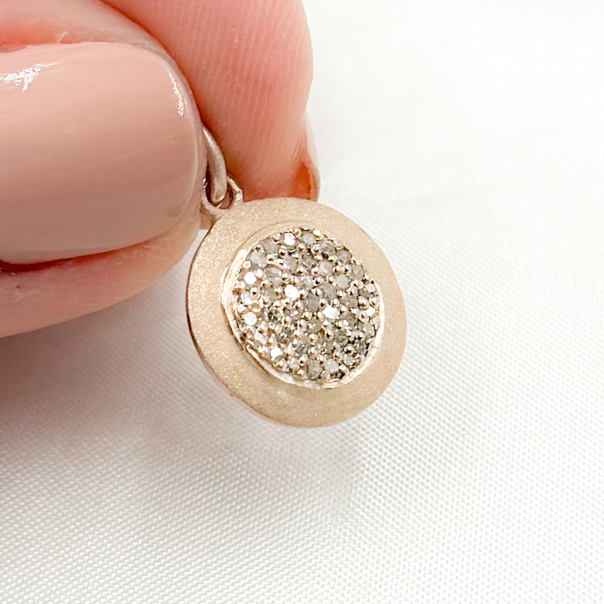 Diamond Silver Round Charm