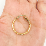 Load image into Gallery viewer, GER89. 14K Gold Diamond Cut Hollow Hoop Earrings with Texture