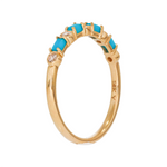 Load image into Gallery viewer, 14K Solid Yellow Gold Diamond and Turquoise Band Ring