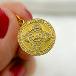 Load image into Gallery viewer, 14K Solid Gold Diamonds Circle Flower Charm. GDP97