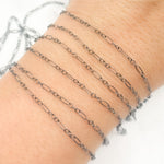Load image into Gallery viewer, Black Rhodium Sterling Silver Smooth Long and Short Link Chains