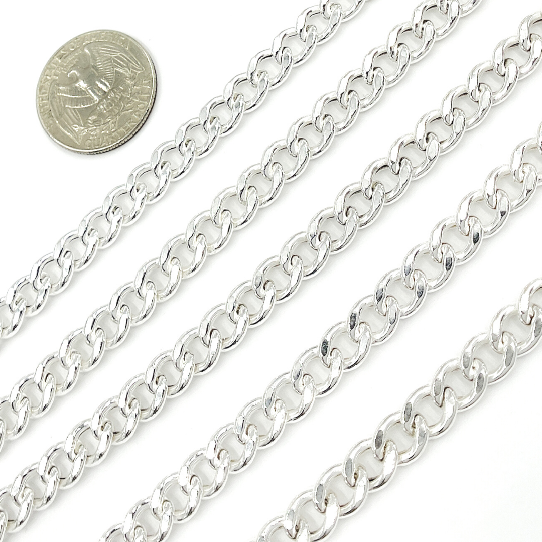 V46SS. Sterling Silver Hollow Curb Link Chain