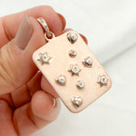 Load image into Gallery viewer, DP402. Diamond & Sterling Silver Rectangle Pendant with Hearts and Stars
