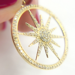 Load image into Gallery viewer, GDP430. 14K Solid Gold Diamond Circle & Star Charm