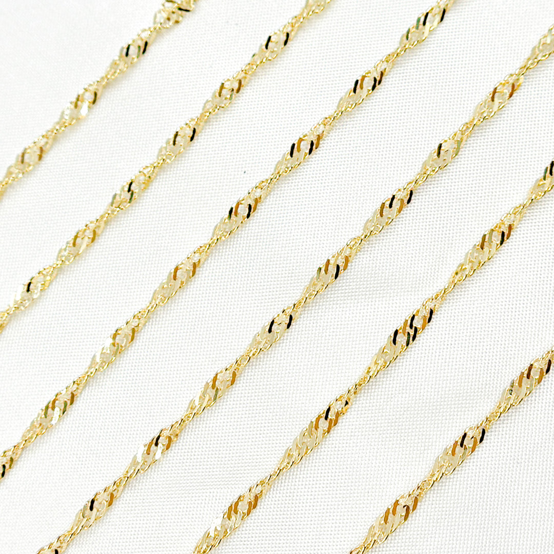 14K Solid Yellow Gold Singapore Chain