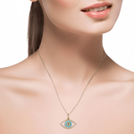 Load image into Gallery viewer, 14K Solid Gold Diamond and Gemstone Eye Necklace