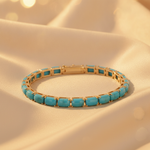 Load image into Gallery viewer, CB97381TQ6X4. 14K Solid Gold Turquoise Bracelet