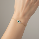Load image into Gallery viewer, BR401077. 14k Solid Gold Diamond and Gemstone Eye Bracelet