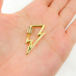 Load image into Gallery viewer, DC606. Diamond & Sterling Silver Lightning Bolt Carabiner Clasp