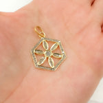 Load image into Gallery viewer, Shop Now Diamond Sterling Silver Hexagon Flower Pendants