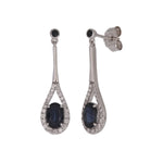 Load image into Gallery viewer, CE97267BS6X4. 14K Solid Gold Diamond and Blue Sapphire Dangle Earrings