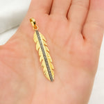 Load image into Gallery viewer, DP334. Diamond Sterling Silver Long Leaf Pendant