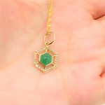 Load image into Gallery viewer, GDP316. 14K Solid Gold Hexagon Shape Charm with Diamonds and Malachite or Emerald