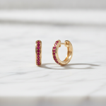 Load image into Gallery viewer, EHZ56598RU. 14K Solid Yellow Gold Ruby Huggies
