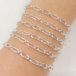 Load image into Gallery viewer, Y136SS. Sterling Silver Smooth Long and Short Link Chain