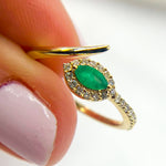 Load image into Gallery viewer, 14K Solid Yellow Gold Diamond and Emerald Ring.
