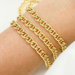 Load image into Gallery viewer, V47GP. Gold Plated 925 Sterling Silver Textured Curb Marina Chain