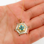 Load image into Gallery viewer, 14K Solid Gold Hexagon Clover Pendant