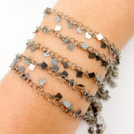 Load image into Gallery viewer, Oxidized Silver Dangle Square Chain
