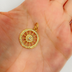 Load image into Gallery viewer, 14K Solid Gold with Diamonds Circle Charm. GDP277
