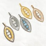 Load image into Gallery viewer, DP208. Diamond Sterling Silver Leaf Shape Pendant with Gemstone