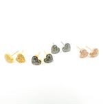 Load image into Gallery viewer, Pave Diamond Sterling Silver Heart Studs