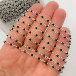 Load image into Gallery viewer, BSP62. White Sterling Silver Black Spinal Wire Wrap Chain