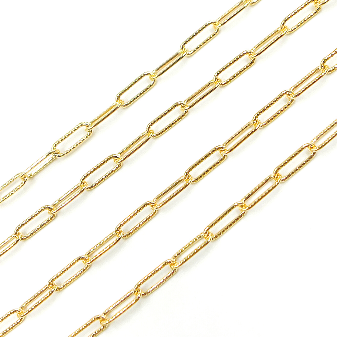 14K Gold Filled Hammered Paperclip Chain. 2903LGF