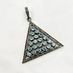 Load image into Gallery viewer, DSP015. Diamond Silver Gemstone Triangle Pendant
