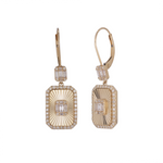 Load image into Gallery viewer, 14K Gold and Diamonds Rectangular Dangle Earrings