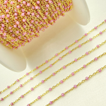 Load image into Gallery viewer, Gold Plated Sterling Silver Enamel Rose Color Cable Chains