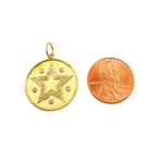 Load image into Gallery viewer, GDP221. 14K Solid Gold Diamonds Circle Star Charm