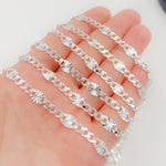 Load image into Gallery viewer, Sterling Silver Curb and Diamond Cut Marina Link Chain