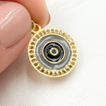 Load image into Gallery viewer, Silver Round Enamel Charm with Gemstone
