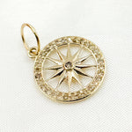 Load image into Gallery viewer, 14K Solid Gold Diamond Round Star Charm
