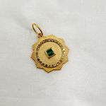 Load image into Gallery viewer, 14K Solid Gold Emerald and Diamond Circle Charm. GDP657
