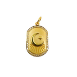 Load image into Gallery viewer, GDP91. 14K Solid Gold with Diamonds Plaque Shape Charm with Moon and Star in the Center