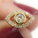 Load image into Gallery viewer, EFC52002WS. 14k Solid Yellow Gold Diamond Eye earrings