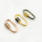 Load image into Gallery viewer, DC663. Diamond & Sterling Silver Oval Carabiner Clasp with Gemstone