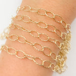 Load image into Gallery viewer, 14k Solid Gold Hammered Oval Cable Link Chain