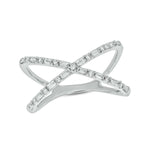 Load image into Gallery viewer, 14k Solid Gold Diamond Criss Cross Ring.