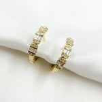 Load image into Gallery viewer, HP402527. 14K Solid Gold Diamond Baguette Hoop Earring