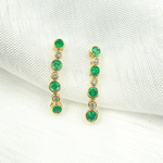 Load image into Gallery viewer, EFD52175EM. 14K Solid Gold Diamond & Emerald Dangle Earrings